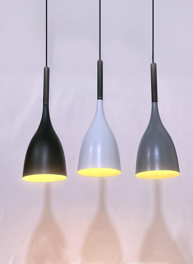 Avior Aluminium Shade Hanging Lights for Dining Table, Living Room, Pendant Lamps for Kitchen Island, Restaurants, Cafe and Home Decorative Light(Pack of 3) - Image 3